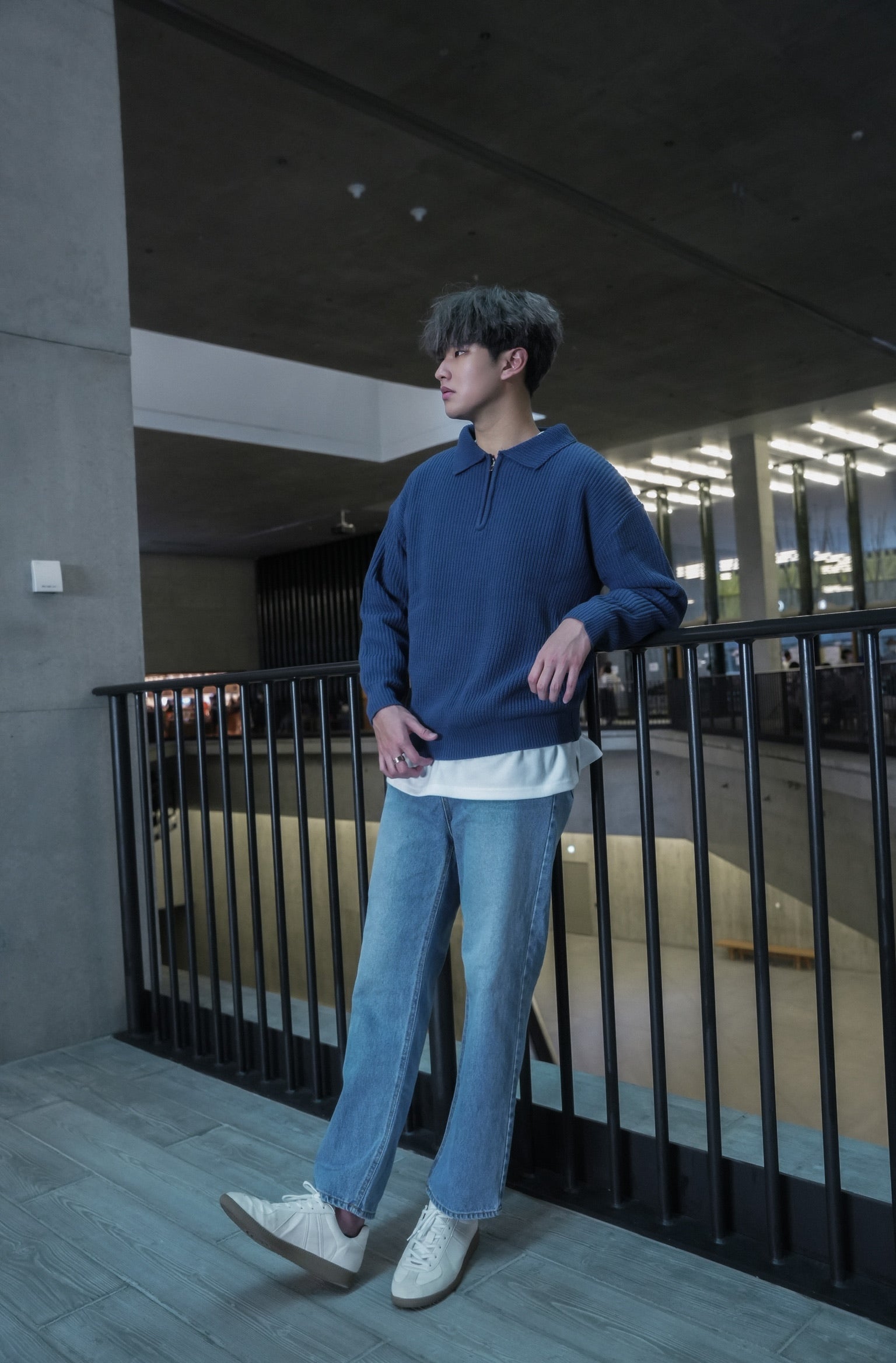 拉鍊領口針織毛衣Zip Jumper-韓國男裝