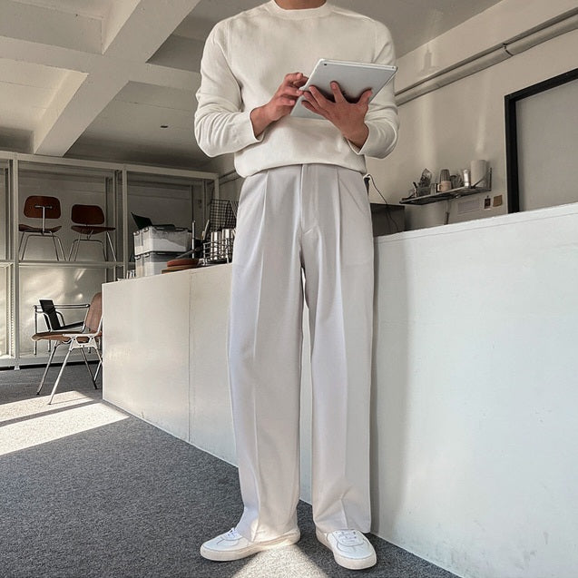 淺灰落地長褲Daily Relaxed Fit Bottom in Grey - 韓國男裝