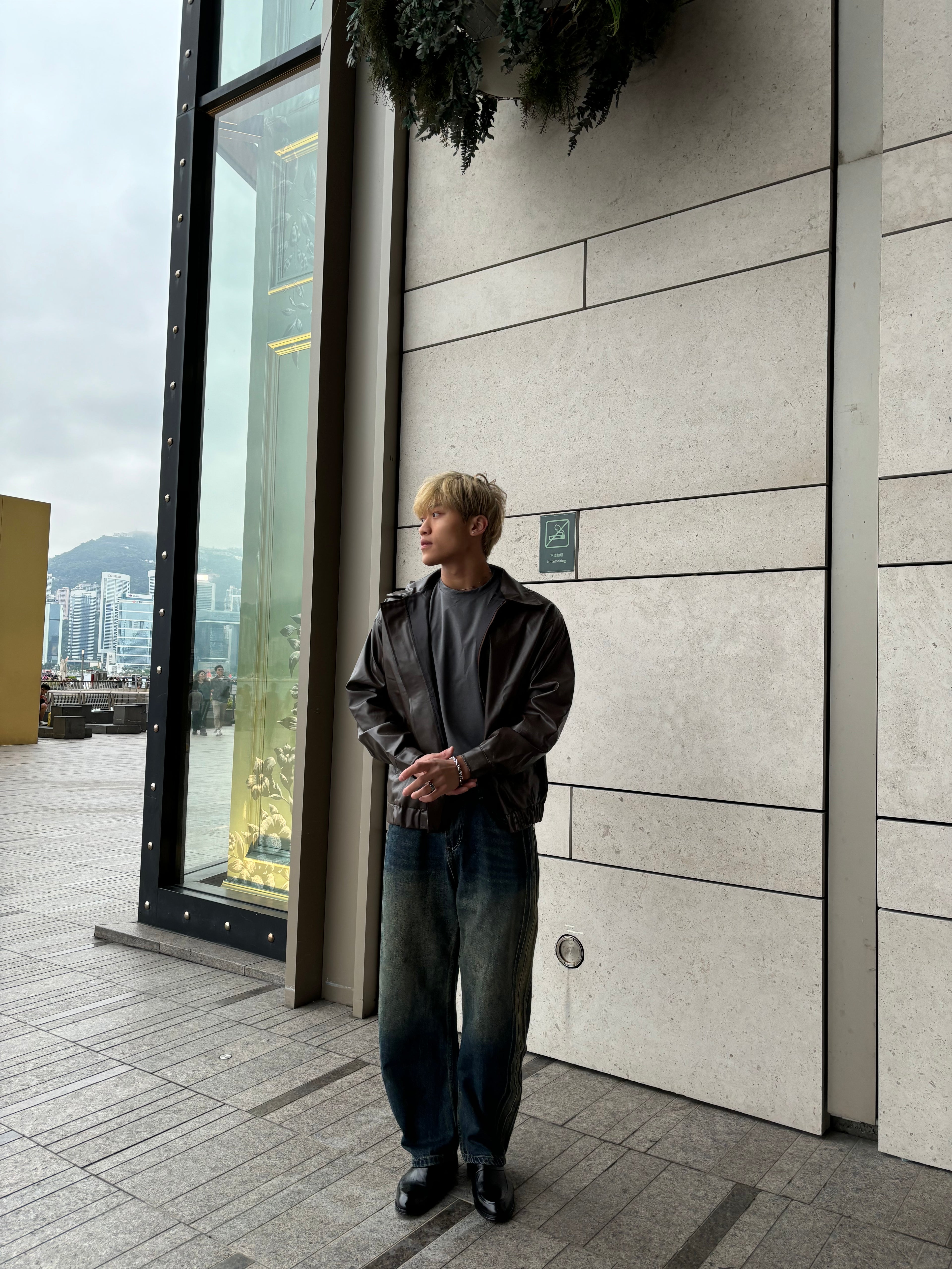 啡色皮褸 韓國男裝