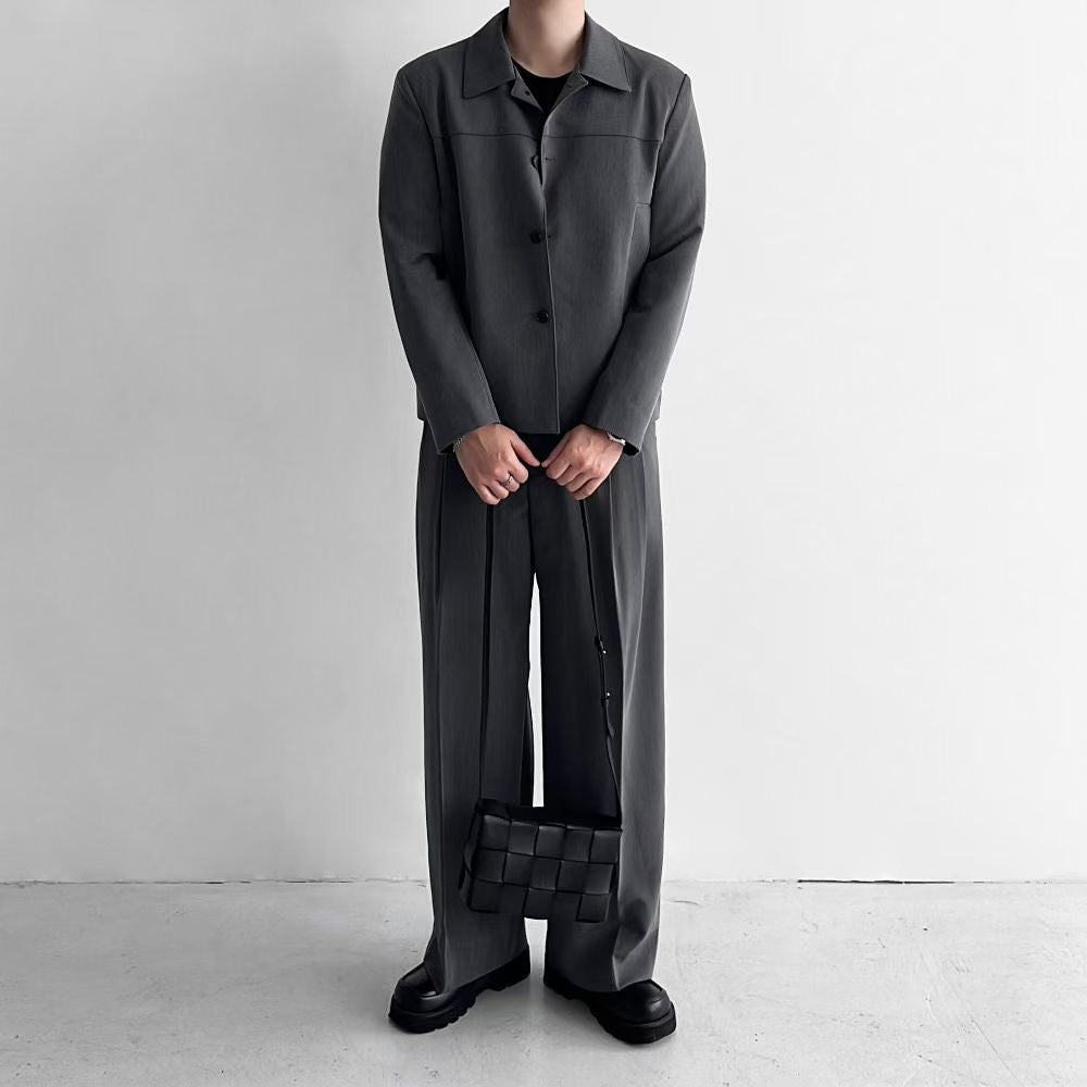 韓式寬鬆西裝套裝(長褲)