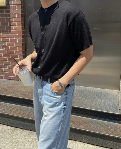 圓領韓系襯衫－  韓國男裝