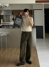 細紋翻領短袖上衣