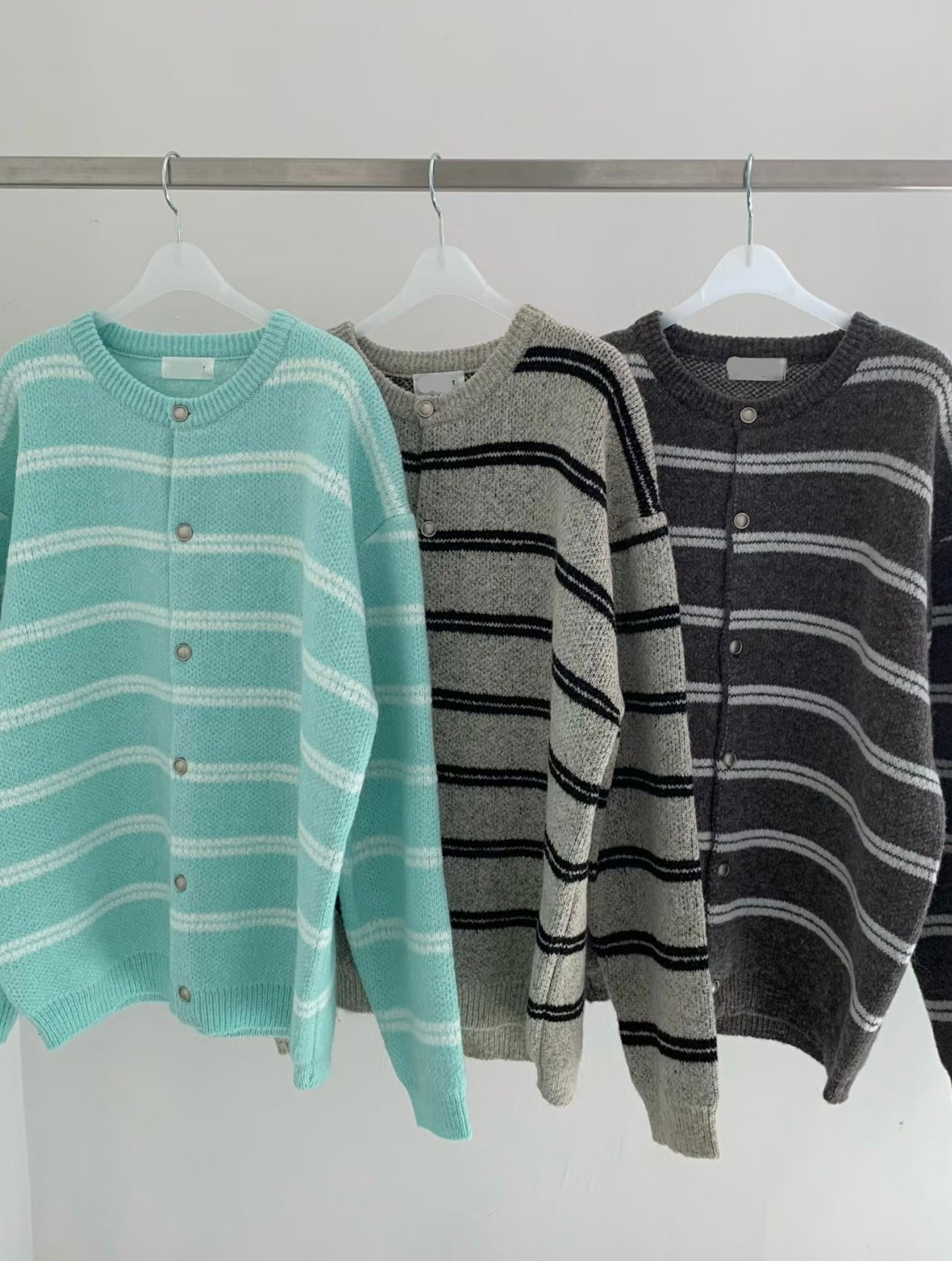 間條針織冷外套