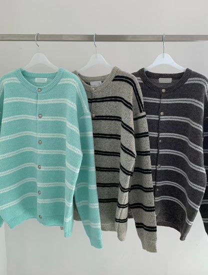 間條針織冷外套