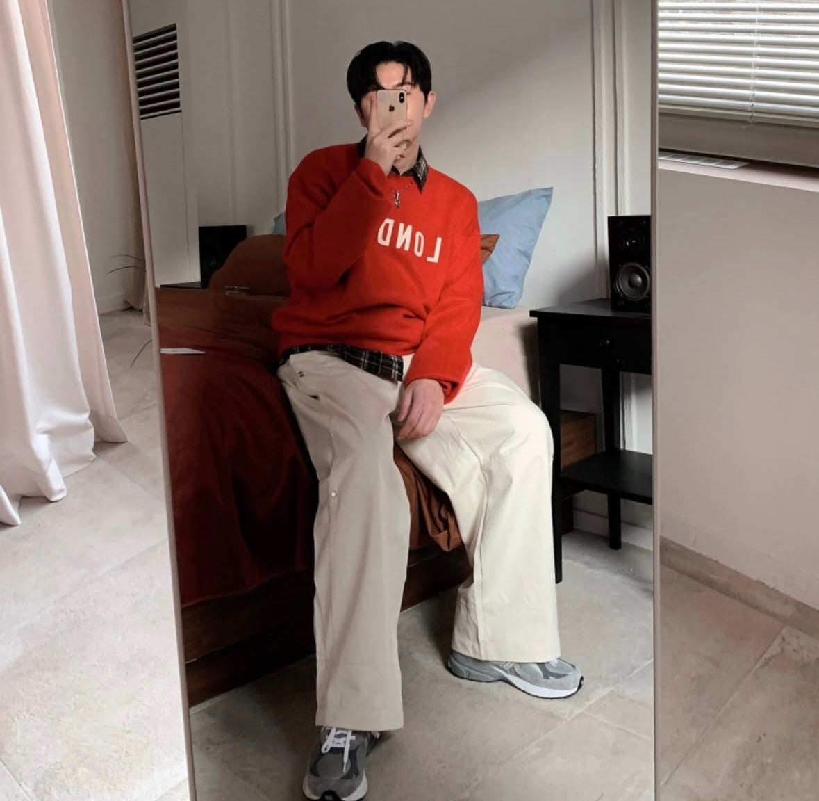 日系簡約側鈕長褲 韓國男裝