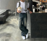 深色百搭牛仔褲-韓國男裝