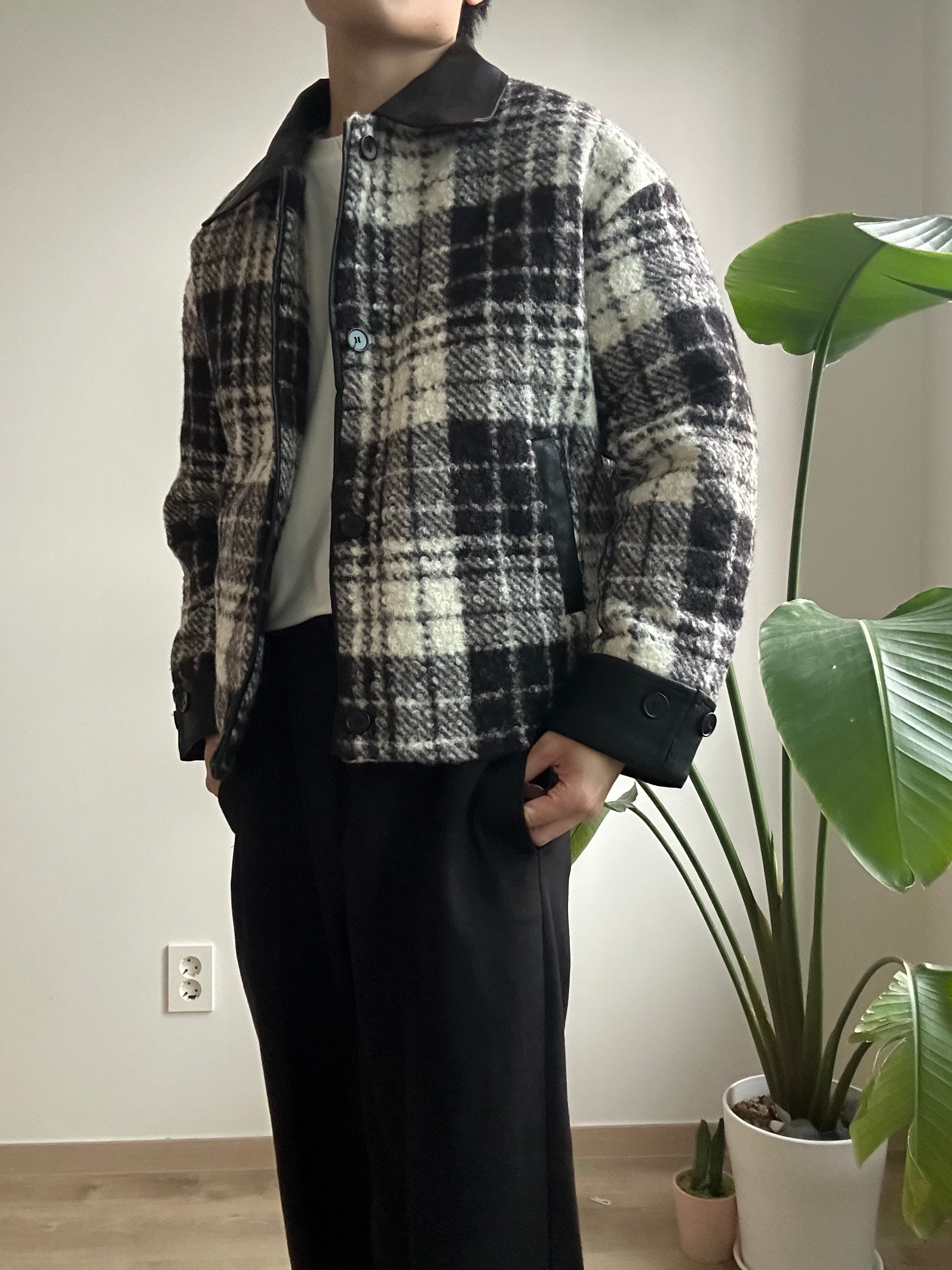格仔毛毛短褸