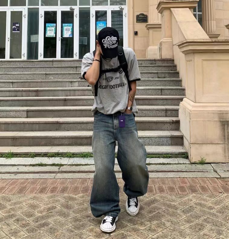 復古黑邊短袖上衣 男裝衫