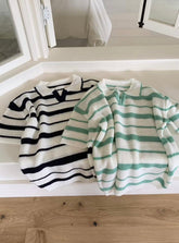 間條翻領上衣 韓國男裝