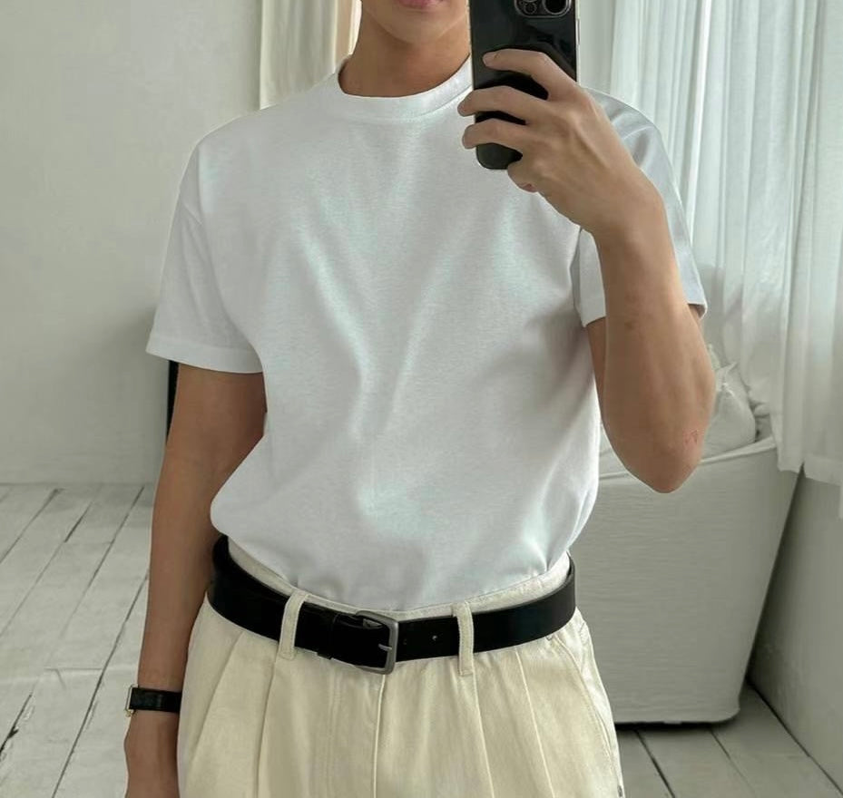 圓高領短袖上衣 韓國男裝