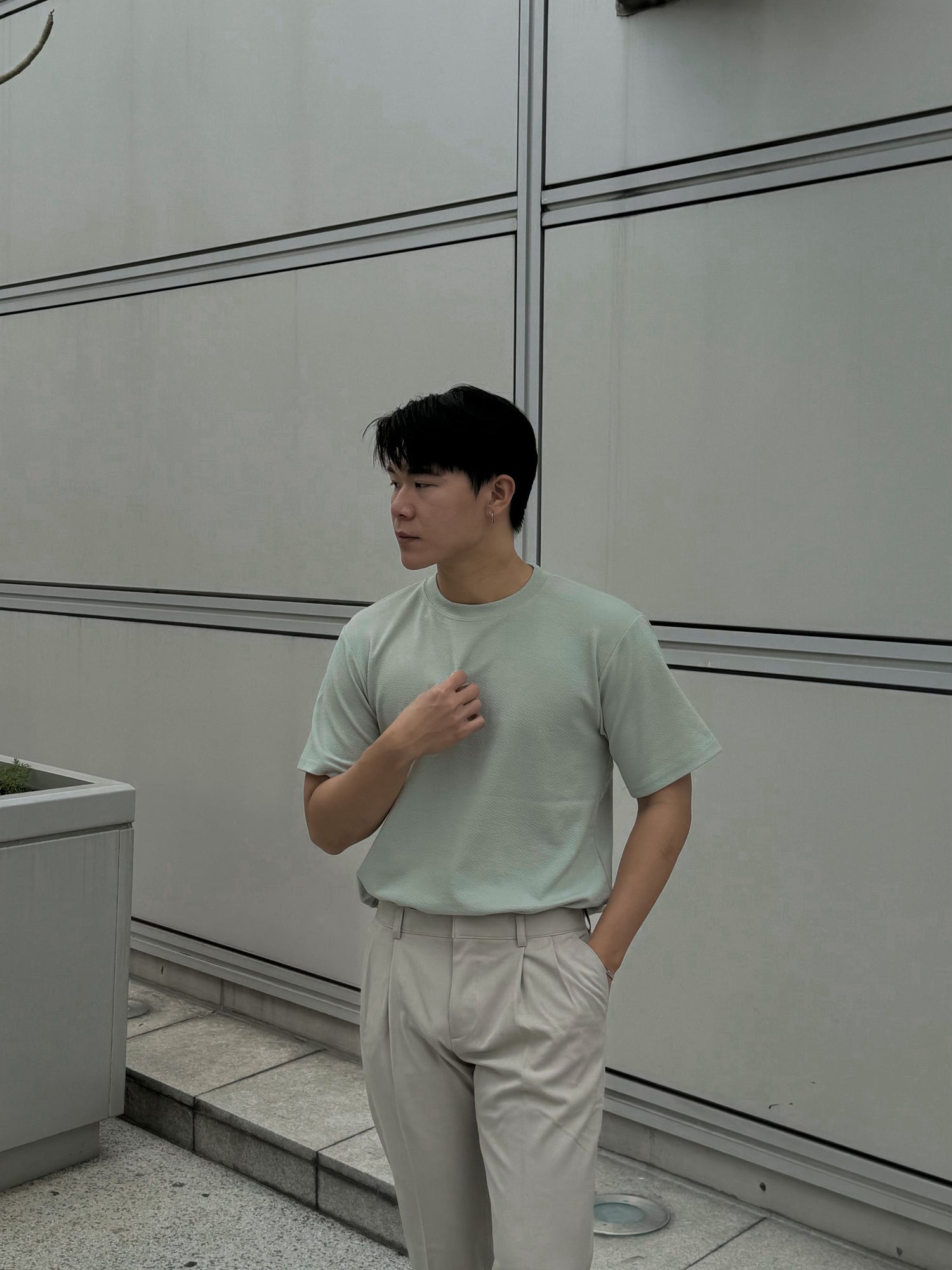 輕透短袖上衣 - 薄荷綠