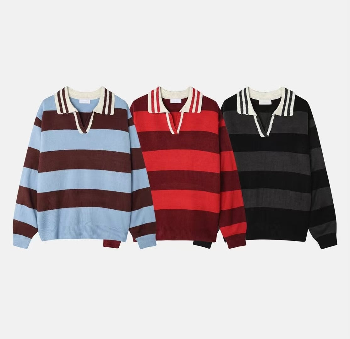 &lt;情侶裝系列&gt;拼色間條上衣