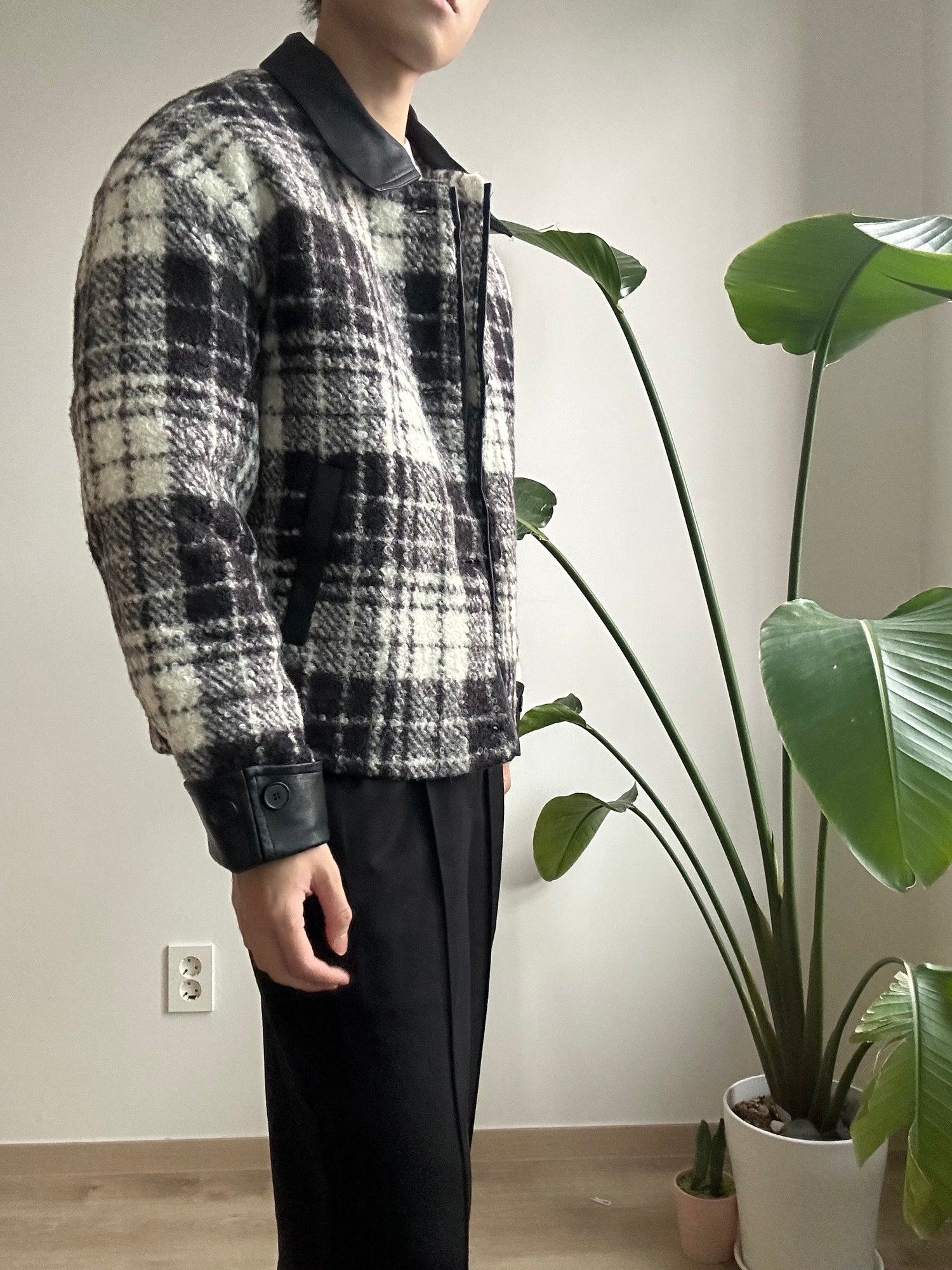格仔毛毛短褸