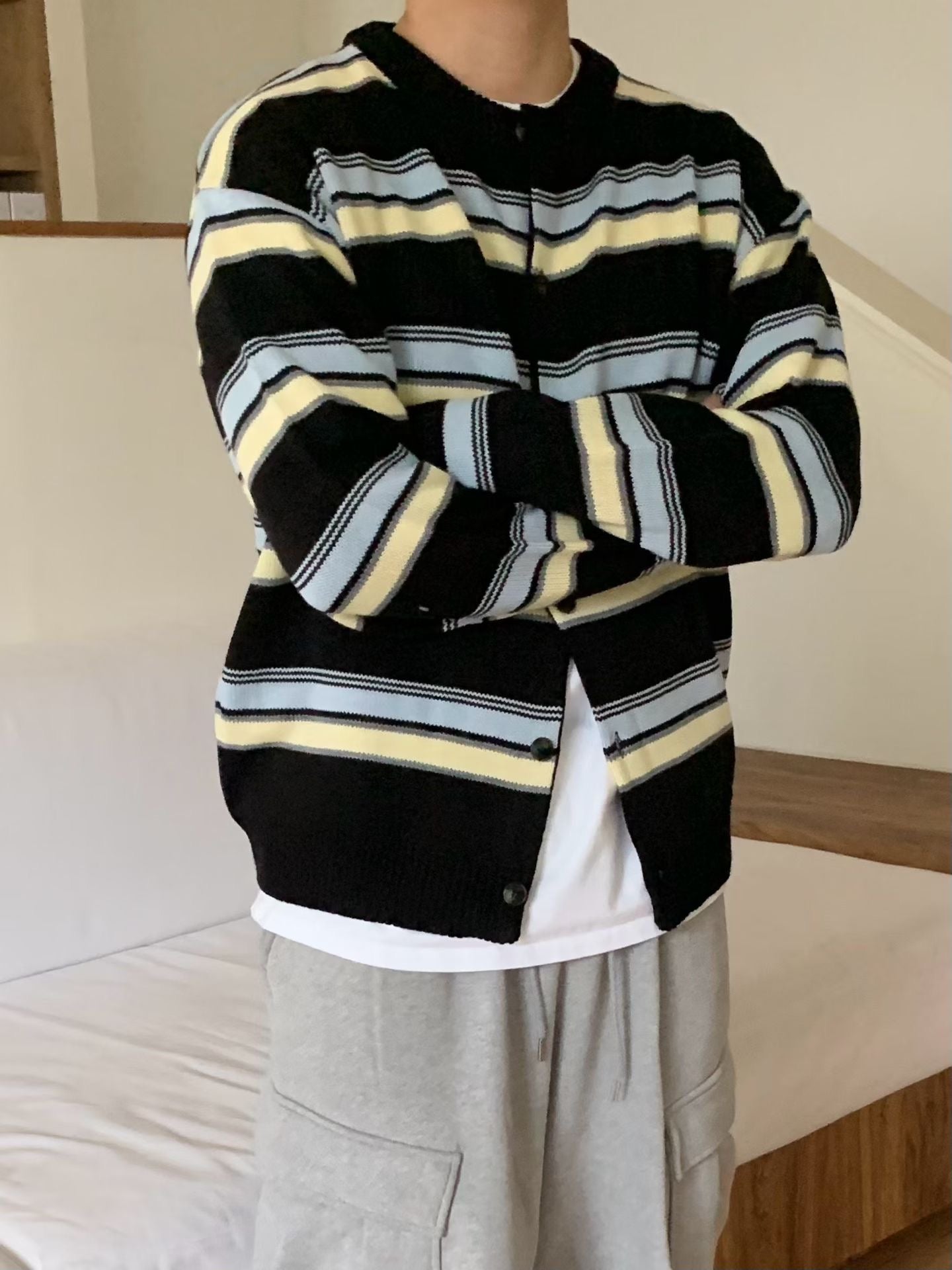 &lt;情侶裝系列&gt;粗間條針織上衣