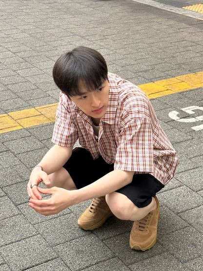 格仔短袖襯衫 香港男裝