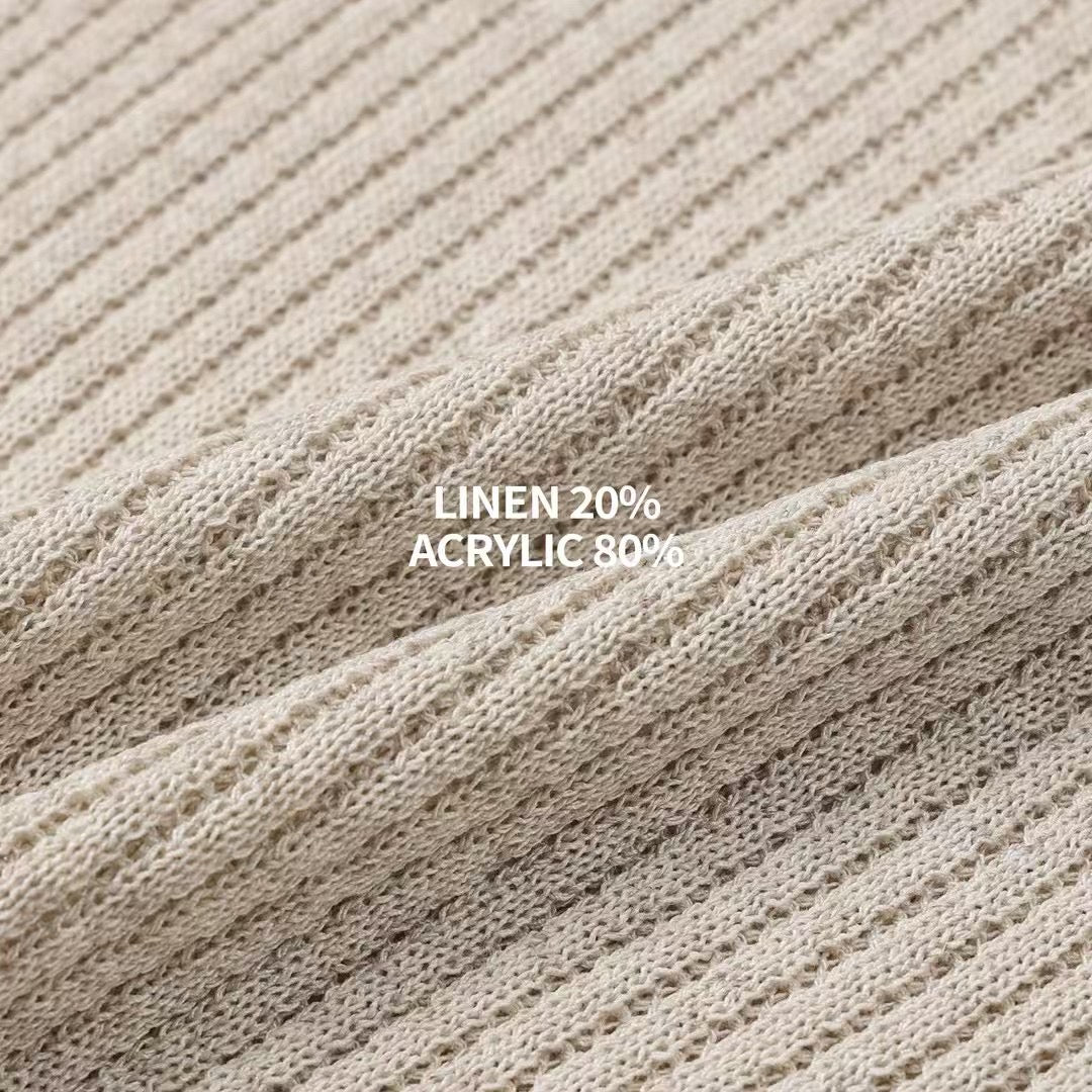 細紋翻領短袖上衣