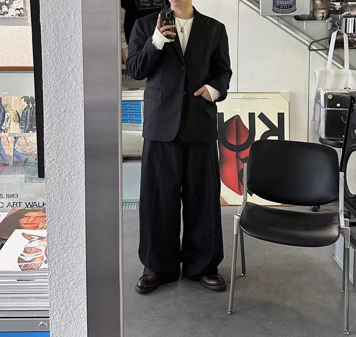 韓系西裝套裝(全套)-黑色