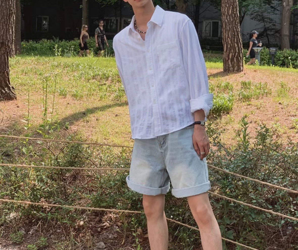 直紋理輕襯衫