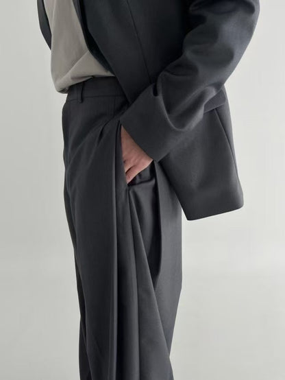 韓系西裝套裝(全套)-灰色