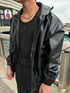 黑色基本皮褸 韓國男裝