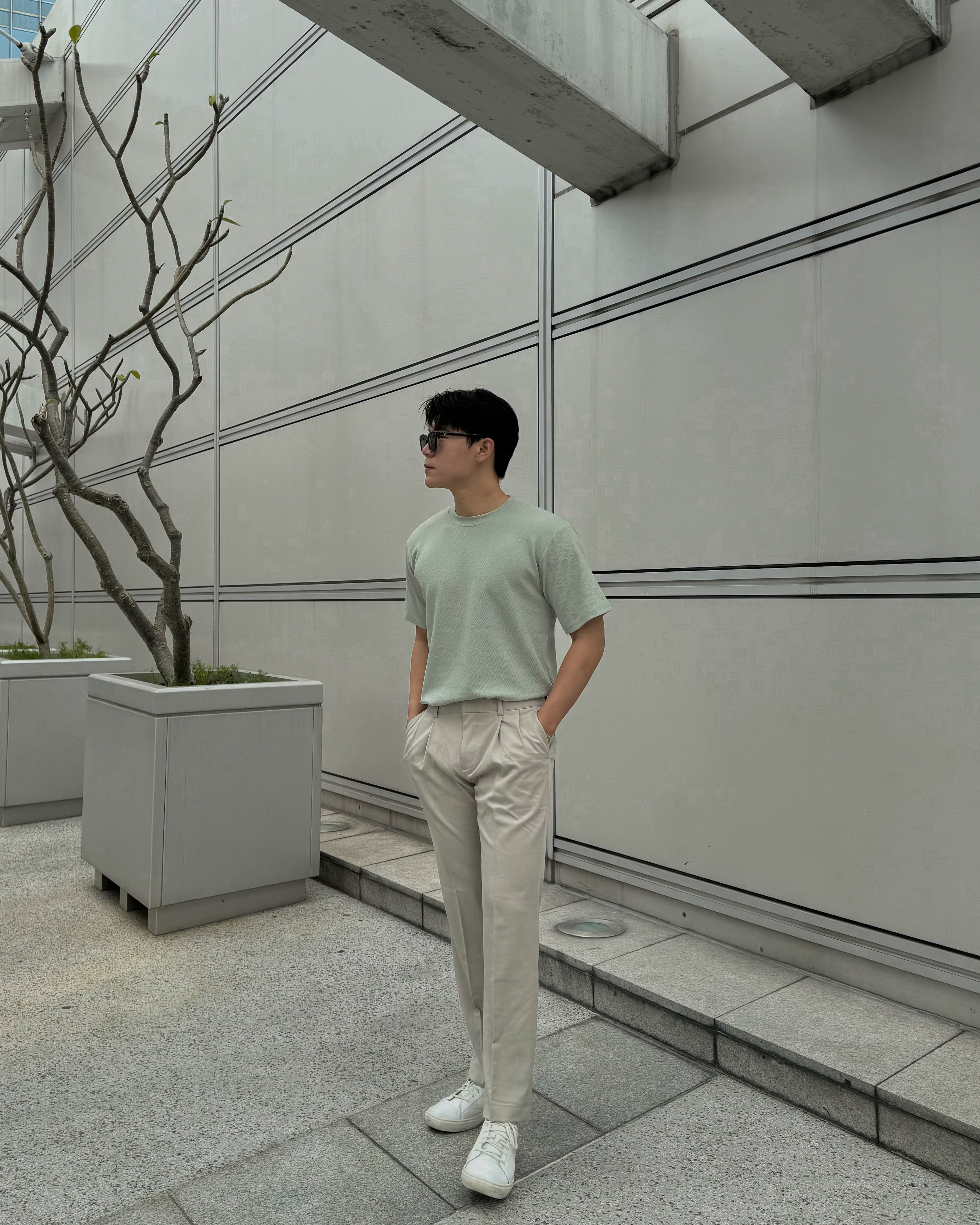 輕透短袖上衣 - 薄荷綠