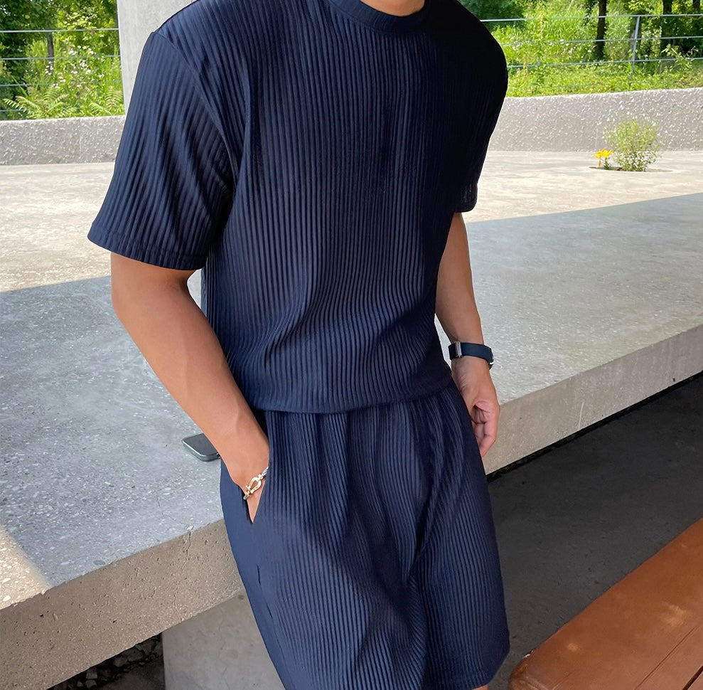 深藍彈性短褲 韓國男裝