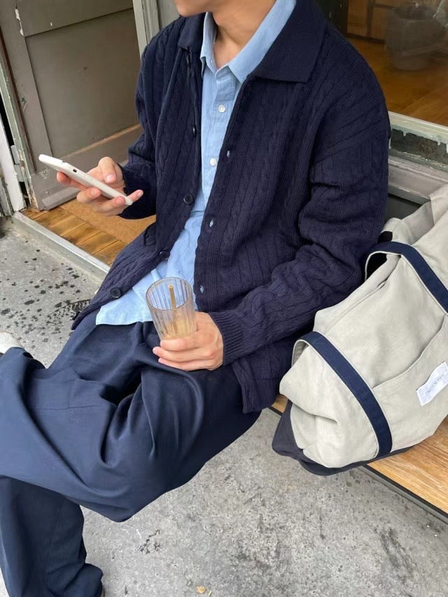 麻花針織外套