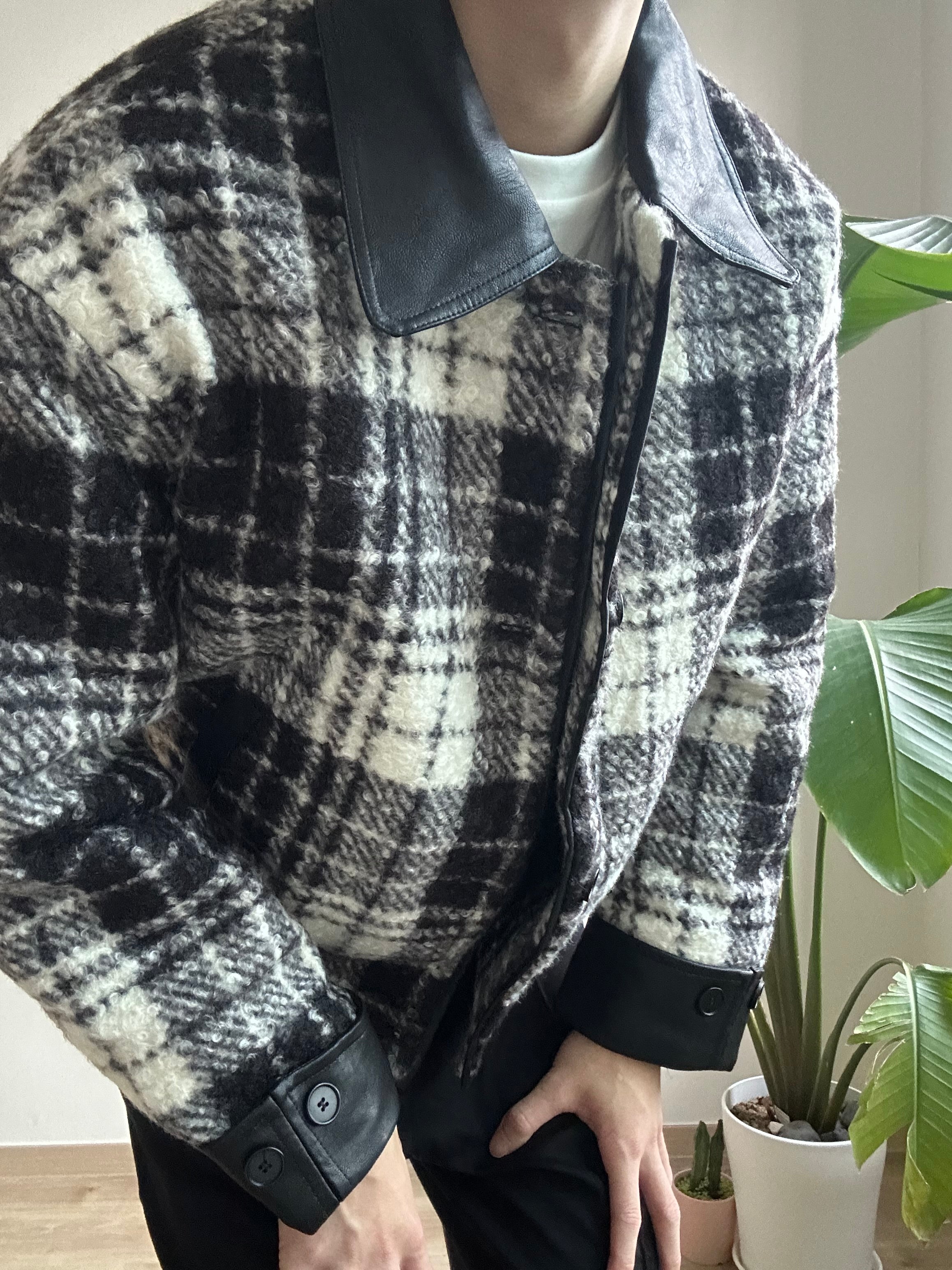 格仔毛毛短褸