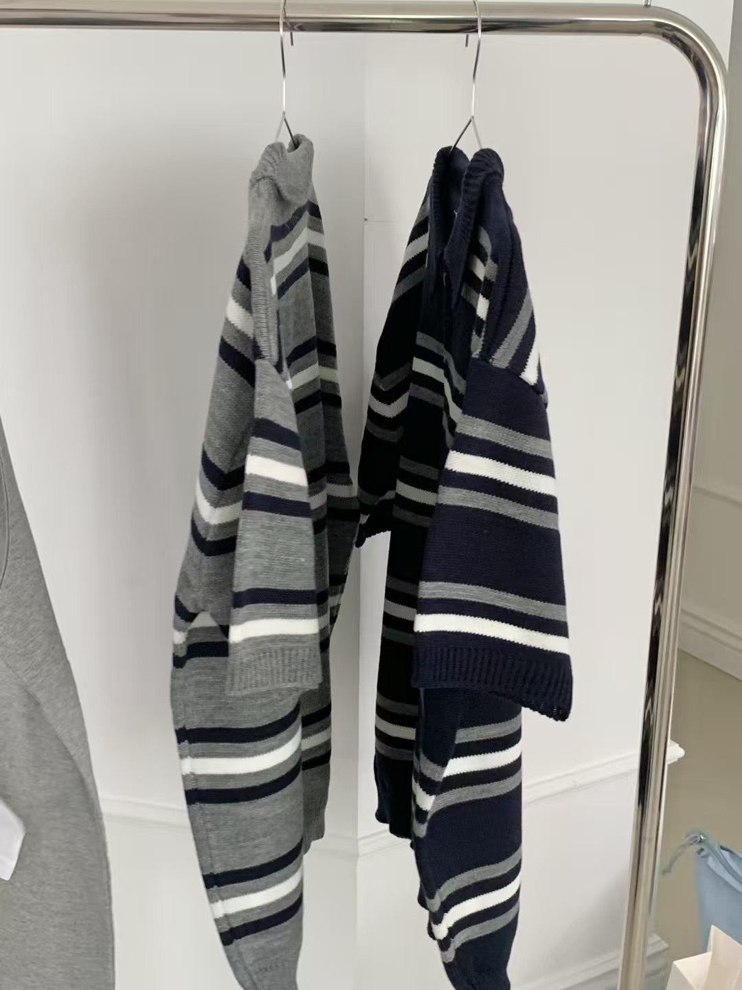  混色間條針織短袖上衣 男裝衫