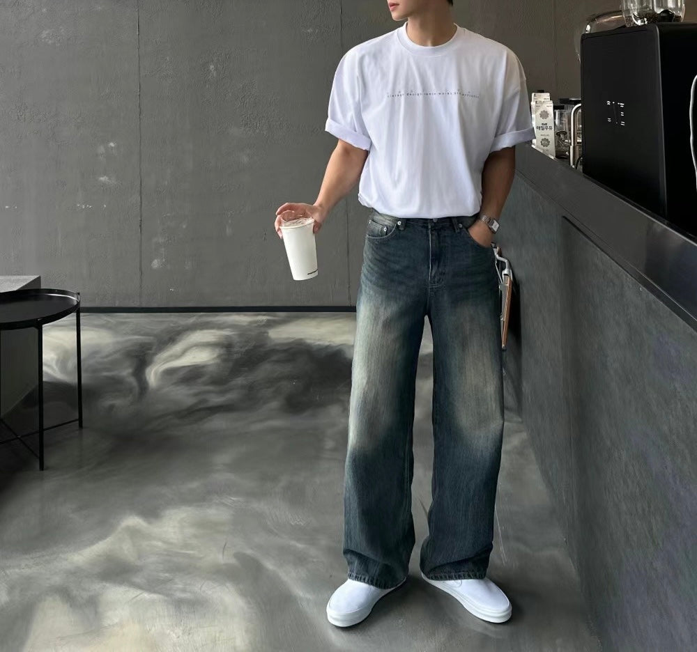 深色百搭牛仔褲-韓國男裝