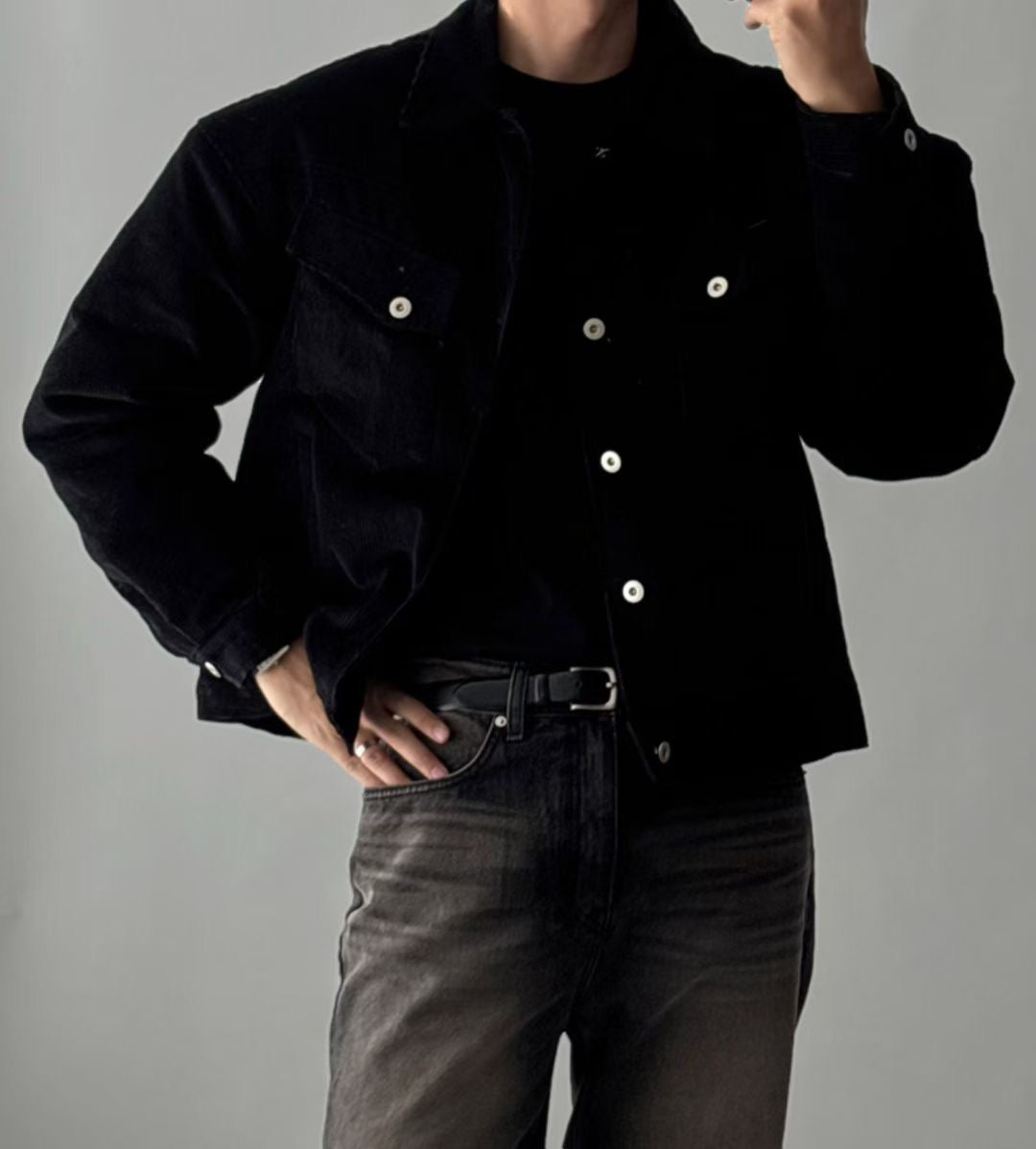 韓系燈芯絨口袋褸