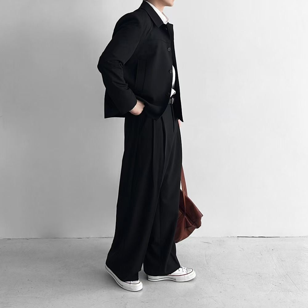 韓式寬鬆西裝套裝(長褲)
