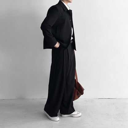 韓式寬鬆西裝套裝(長褲)