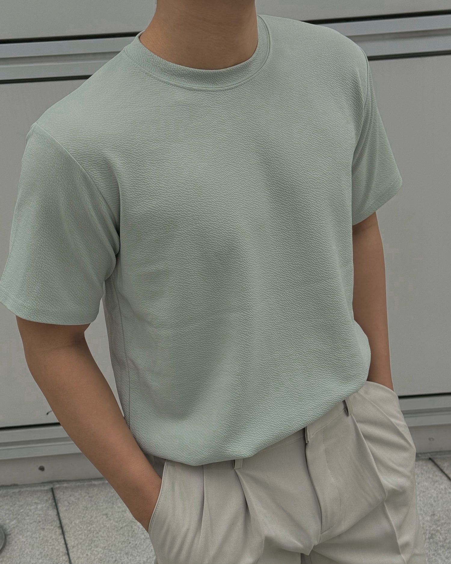 輕透短袖上衣 - 薄荷綠