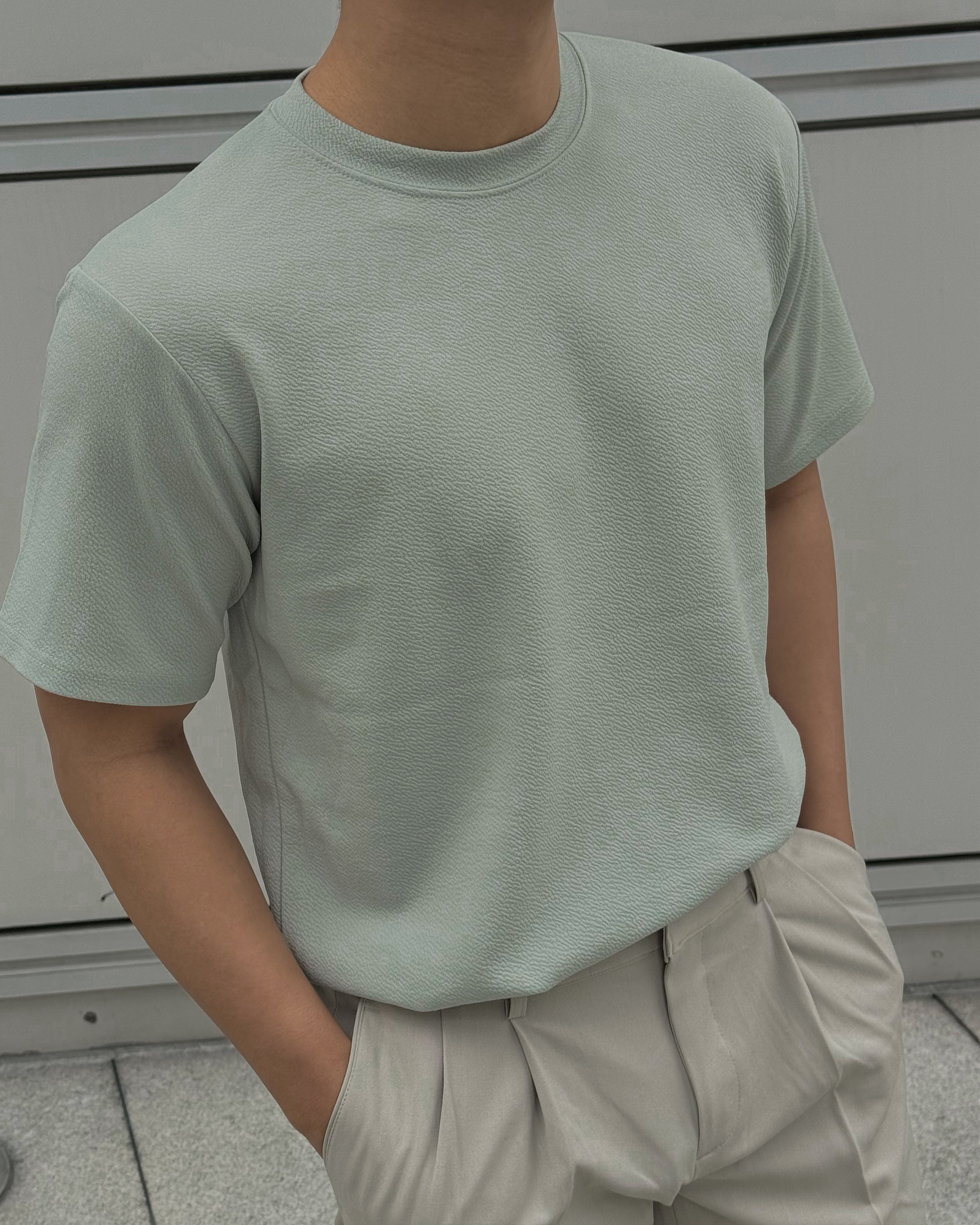 輕透短袖上衣 - 薄荷綠