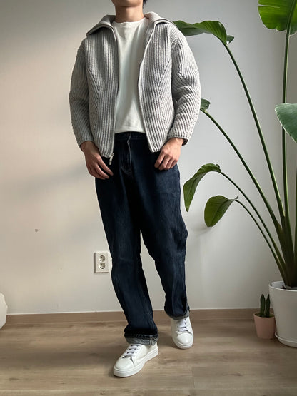 灰色針織拉鍊外套 香港男裝