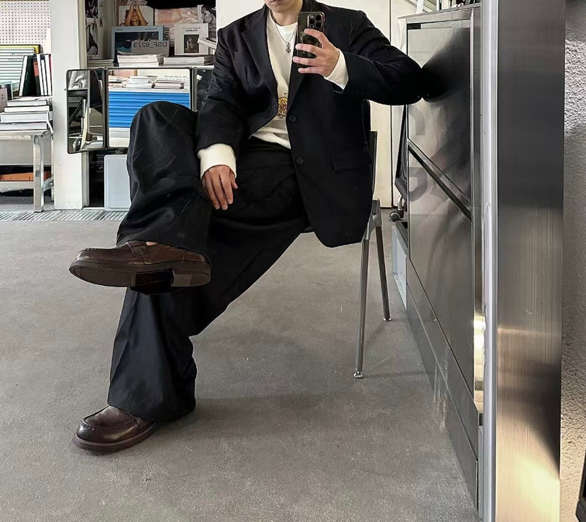 韓系西裝套裝(全套)-黑色