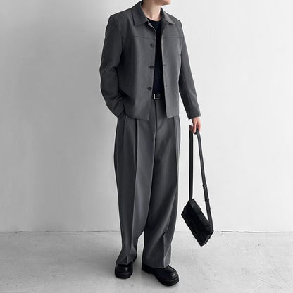 韓式寬鬆西裝套裝(長褲)
