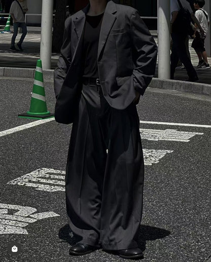 韓系西裝套裝(全套)-灰色