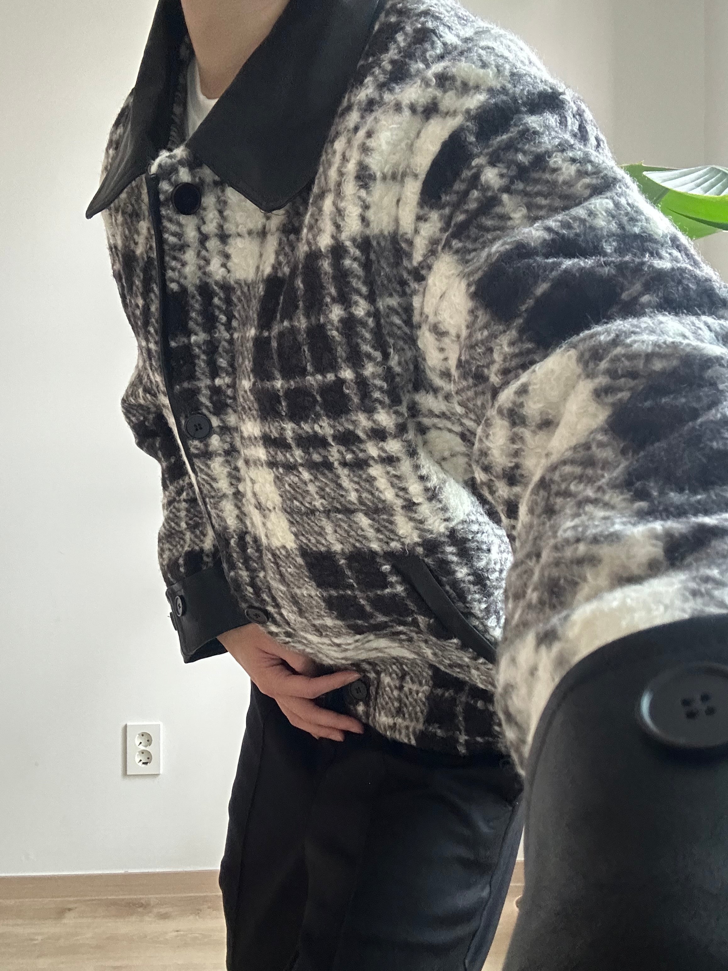 格仔毛毛短褸