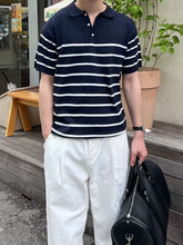 間條Polo短袖上衣