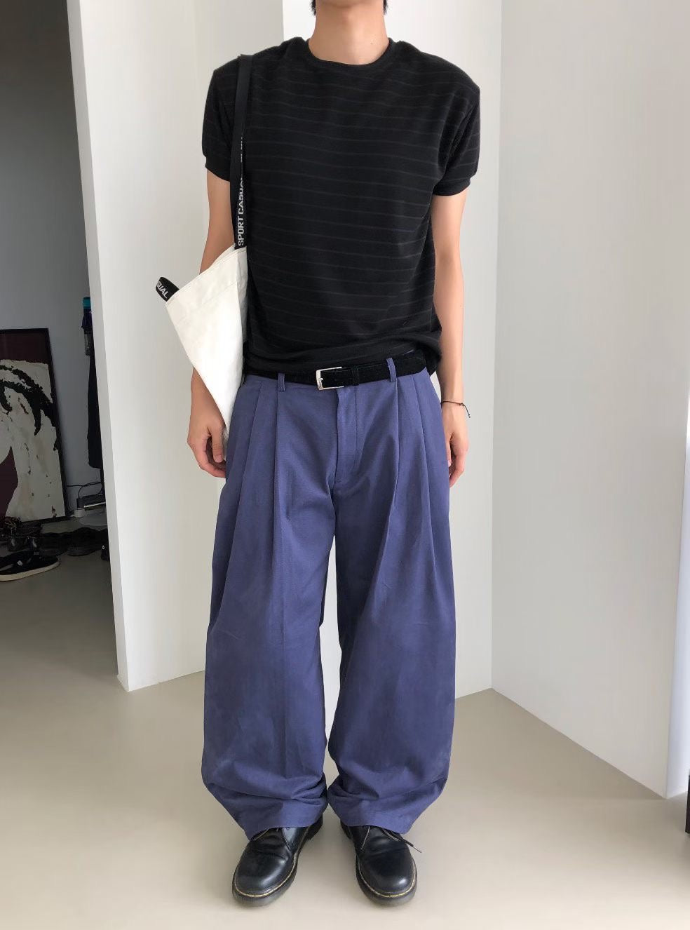 間條短袖上衣 香港男裝 newbeige