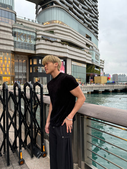 質感輕絨面短袖上衣