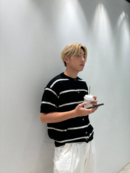 針織間條短袖上衣