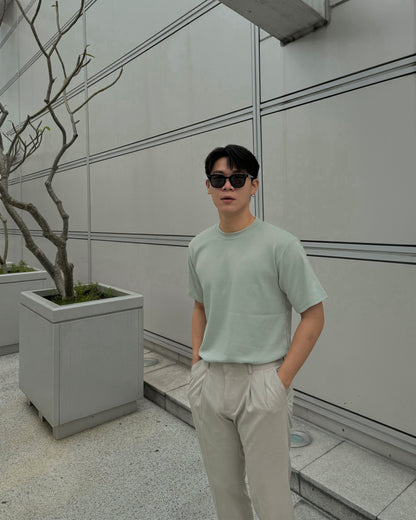 輕透短袖上衣 - 薄荷綠