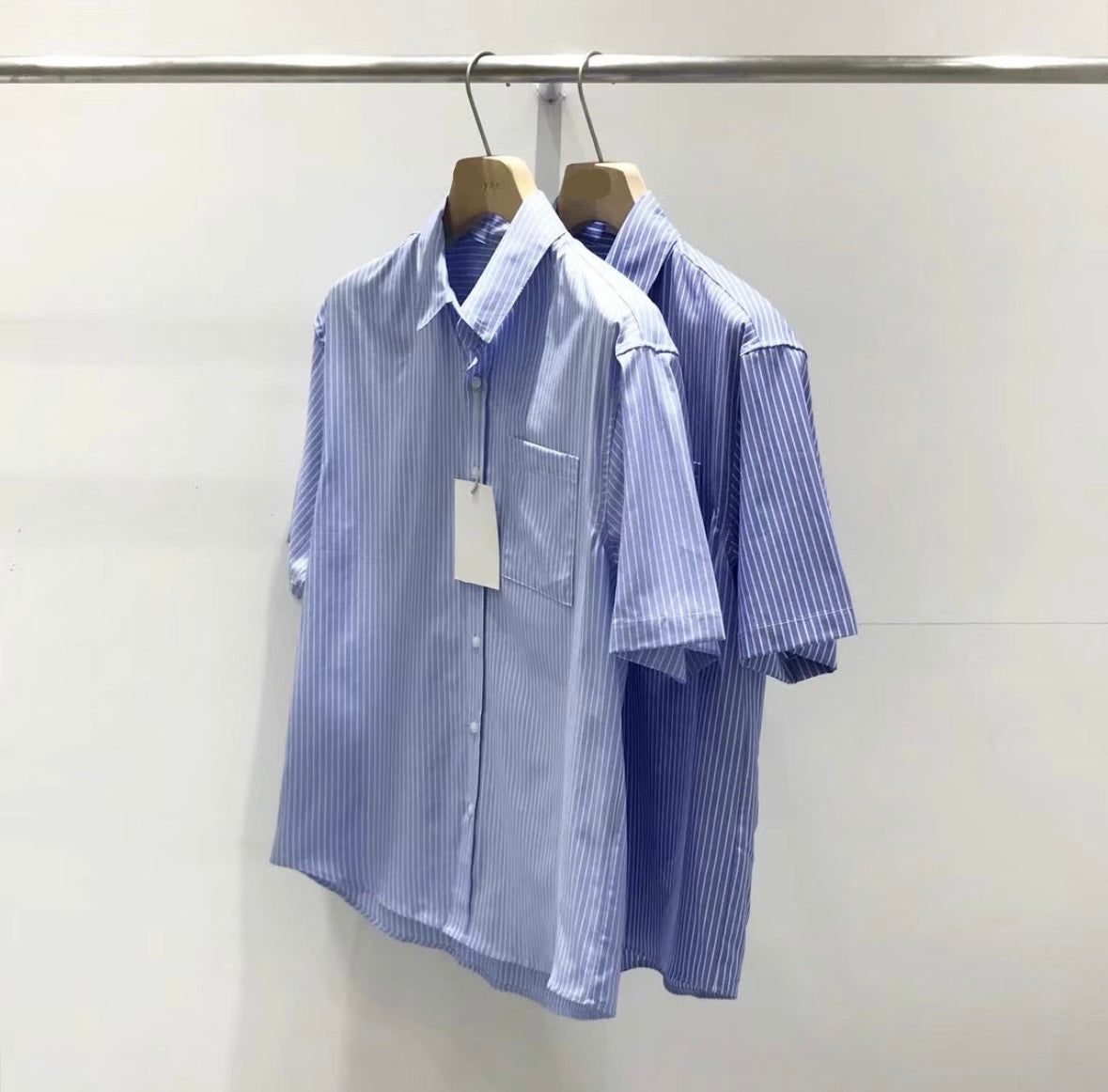 藍色間條襯衫 韓國男裝