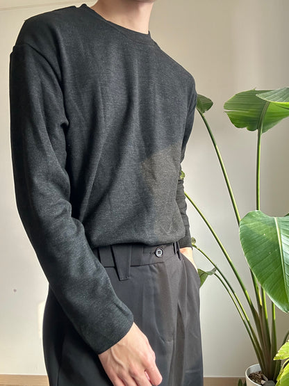 現貨 親膚碳灰長袖襯搭上衣