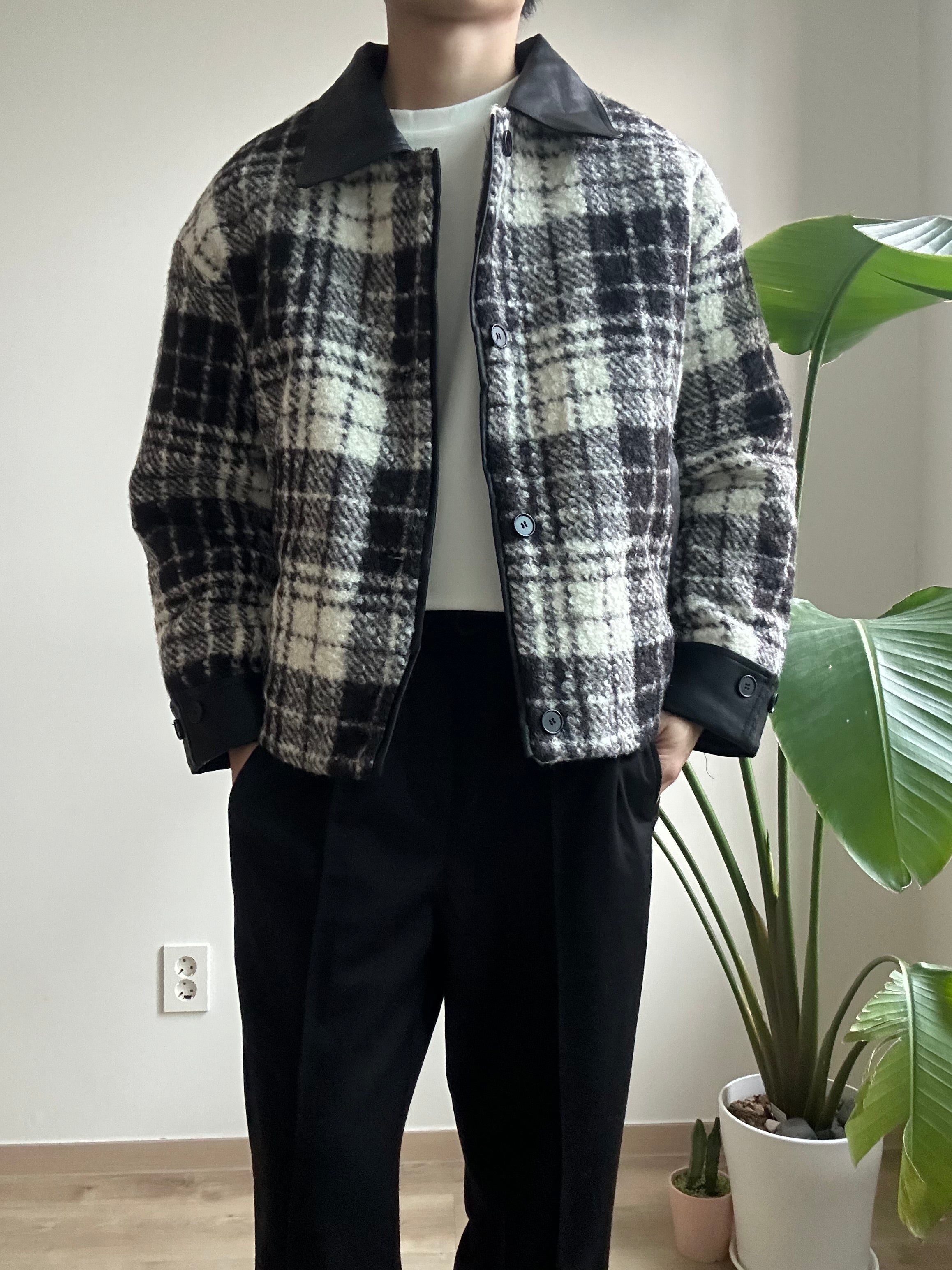 格仔毛毛短褸
