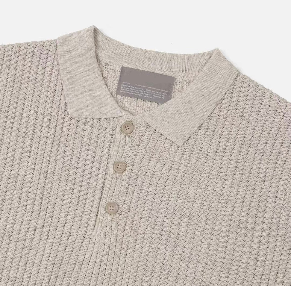 細紋翻領短袖上衣