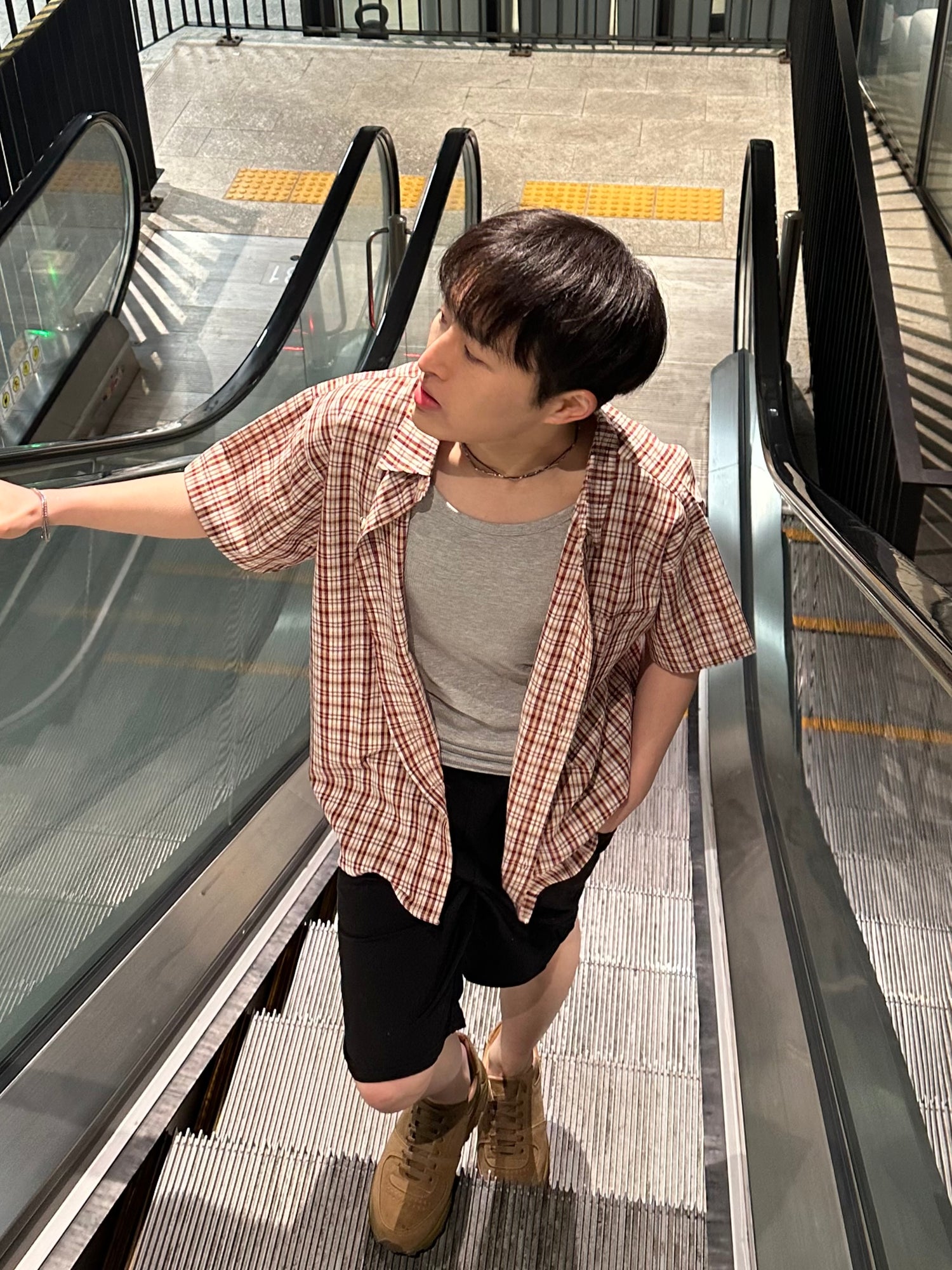 格仔短袖襯衫 香港男裝